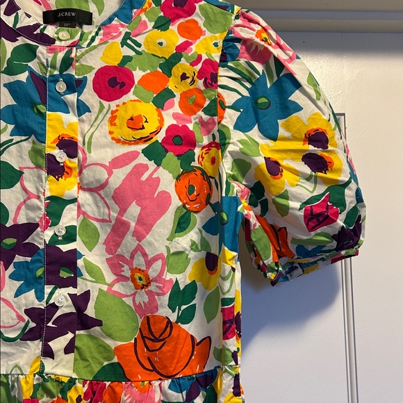 J. Crew Women’s Bright Multicolor Floral Cotton Dress w/ Slip - Size 8P, NWT - Picture 4 of 16